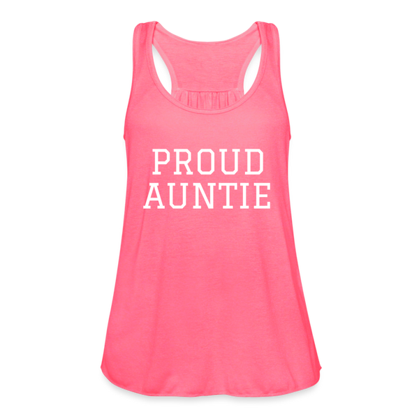Women's Proud Auntie Flowy Tank Top - neon pink