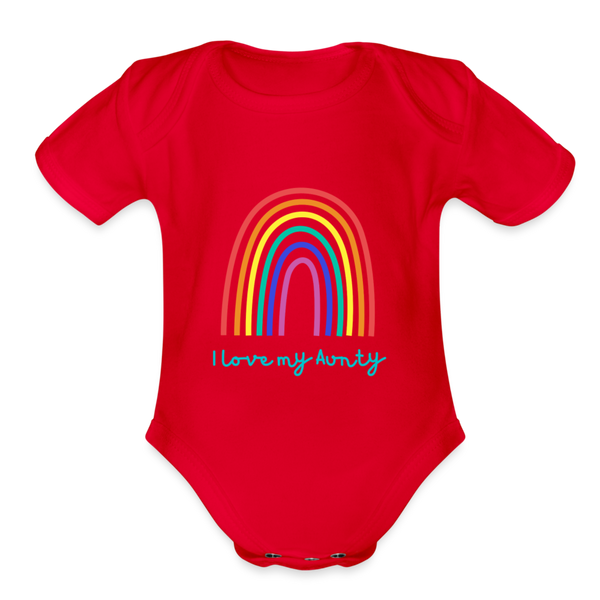 Organic I Love My Auntie Baby Bodysuit - red